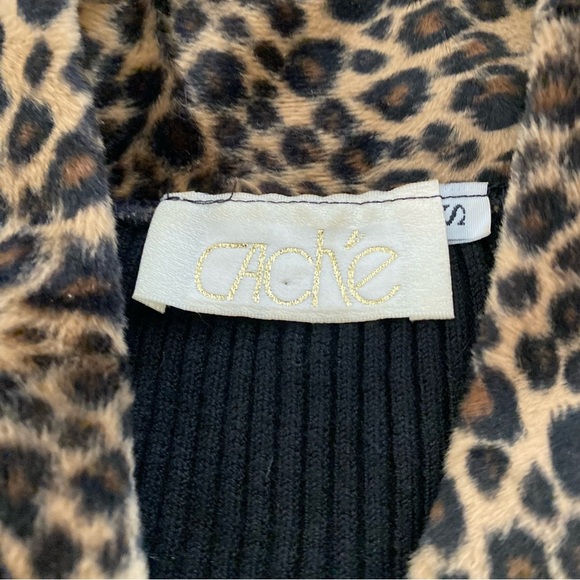 Cache Black Sweater with Leopard Print Accents - Picture 4 of 10